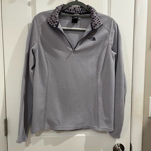 The North Face Microfleece Quarter Zip Pullover Size L Gray/Purple